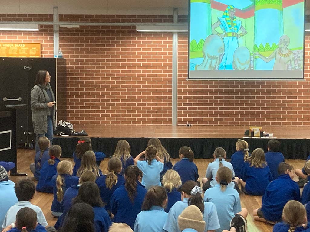 SRE Teacher at Woonona running an assembly-style lesson