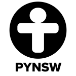 PYNSW logo a black circle with a white human shape on it, with the acronym PYNSW underneath